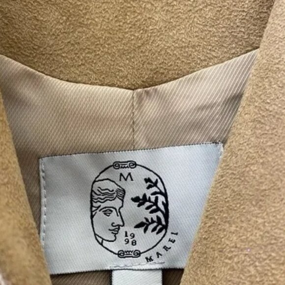 Marei 1998 Faux Suede Robe Jacket Coat in Tan Brown Vegan Sustainable Leather - Picture 7 of 14